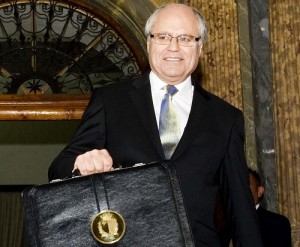 Minister for Finance Edward Scicluna Budget 2014 briefcase